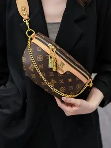 Women's Fashion Chain Chest Bag, High-End Single Shoulder Crossbody Bag, Versatile Elegant Small Handbag for Ladies, Fashionable Patterned Bag, Crossbody Purse