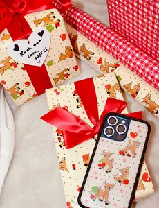 Oh Deer and Red Gingham Hearts Gift Wrap - 2 Pack