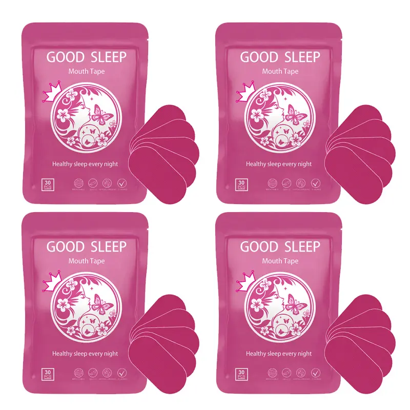 Soft Hypoallergenic Mouth Tape 120/60/30 Strips 4/2/1-Month Supply ，Hypoallergenic， Adhesion  Gentle Ultra Breathable , Anti-Snoring Sleep Tape Sports Accessory Pink and Black， Comfort Tape for Skin， aid ， healthcare, super