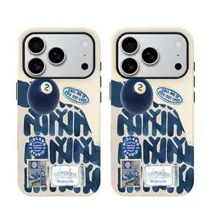 Cool Art Billiard Painting Unique Fashion Two-in-One Phone Case Sturdy Double Layer Design Durable Shockproof for iPhone 17 16 15 14 13 12 11 Pro Max Perfect Gift pretti  fun  fan