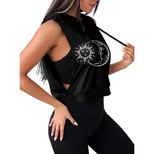 Women's Sleeveless Hoodies Open Side Workout Activewear Crop Tank Top