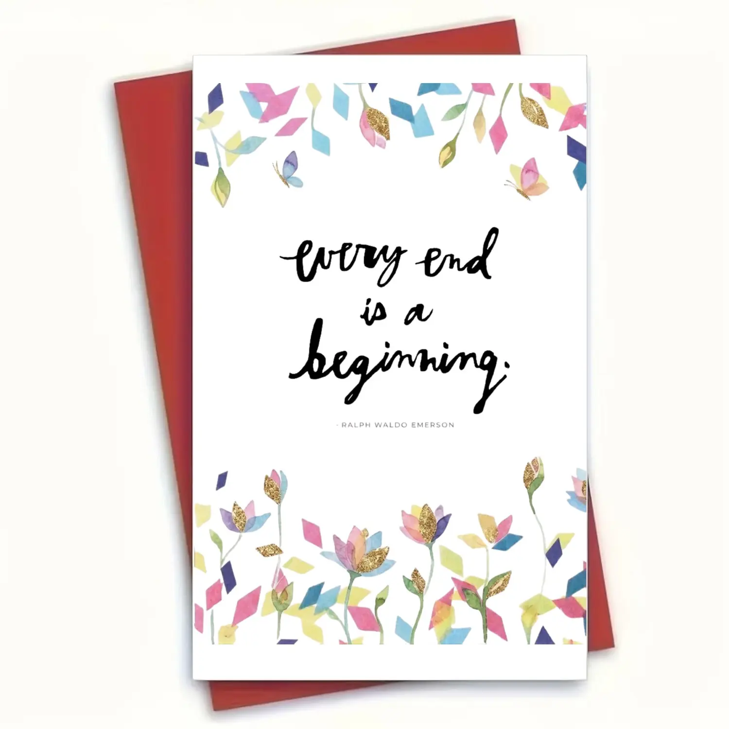 ✨ Unlock Your Next Chapter: Elegant "Every End is a Beginning" Graduation Card 🎓 Premium 5x7 350GSM High-Quality Glossy Cardstock for New Graduates, Coworkers, Family & Friends - Perfect Motivational Gift with Red Envelope to Celebrate Big Success! 🌟🚀