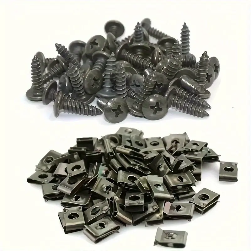 20pcs Iron Car Fastener Clips Body Screw for Engine Fender & Bumper Protection - Automotive Accessories