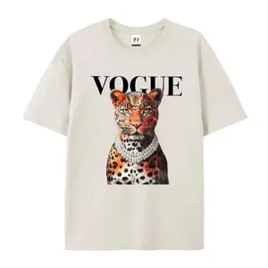 Women's Cotton Leopard Graphic T-Shirt - Ribbed Knit Spandex Short-Sleeve, Sporty Casual Streetwear for Summer Vibes