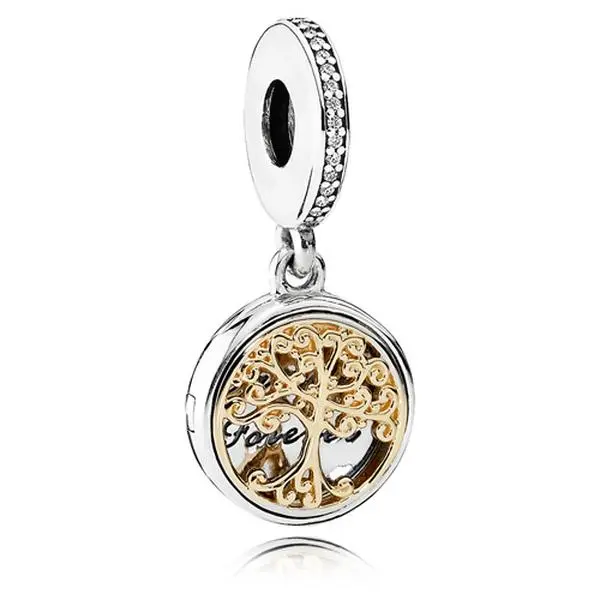 Pandora Retro 2-Tone Locket Family Roots Pendant Charm - Unisex, 791988CZ, Two-Tone Locket