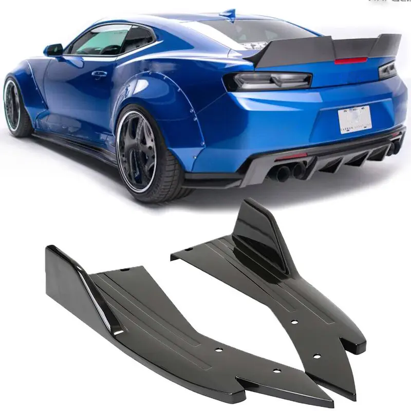 Glossy Black Rear Bumper Diffuser Splitter & Canards – Fits Chevy Camaro SS / RS / LT (2-Piece)