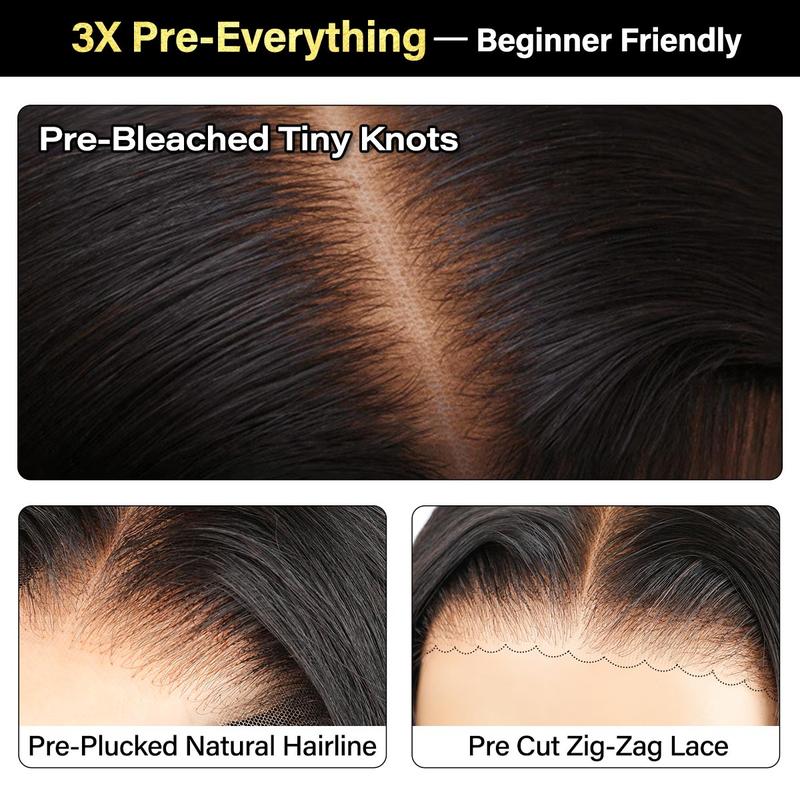 [Free Upgraded] OQ HAIR Wear And Go Glueless Wigs Pre Cut 7x5 HD Straight Lace Human Hair Wigs Pre Bleached Tiny Knots Beginner Friendly #TikTokShopBlackFriday
