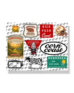 Corn Coast Co. Nebraska Sticker Sheet – Vintage Midwest Matte Vinyl Decals (8.5x11)
