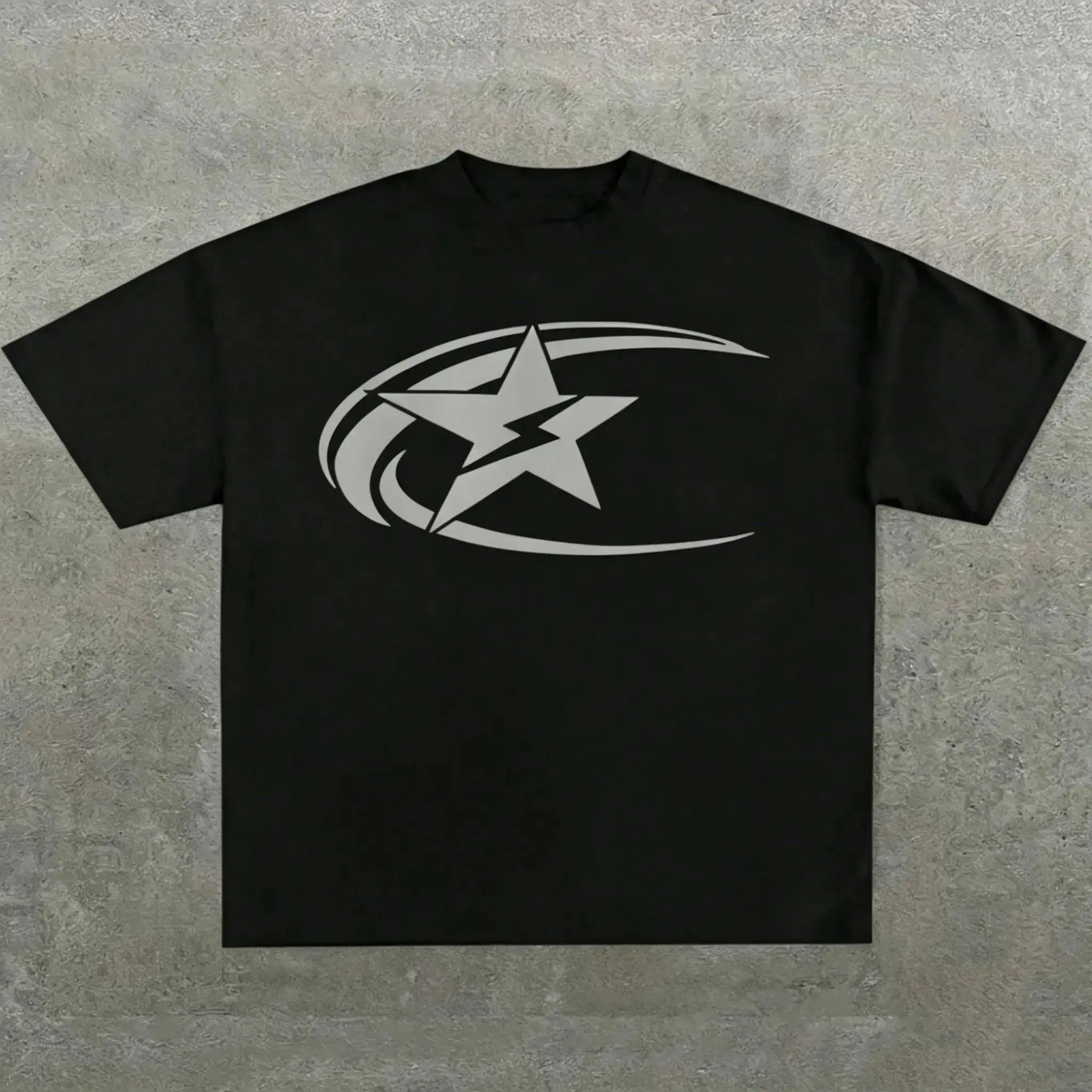 Retro Shooting Star Graphic Tee  Y2K Aesthetic Urban Streetwear Casual Top