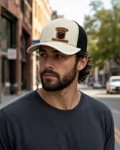 It’s Not A Beard Trucker Hat – Funny Graphic Leather Patch Adjustable Mesh Back Snapback Cap