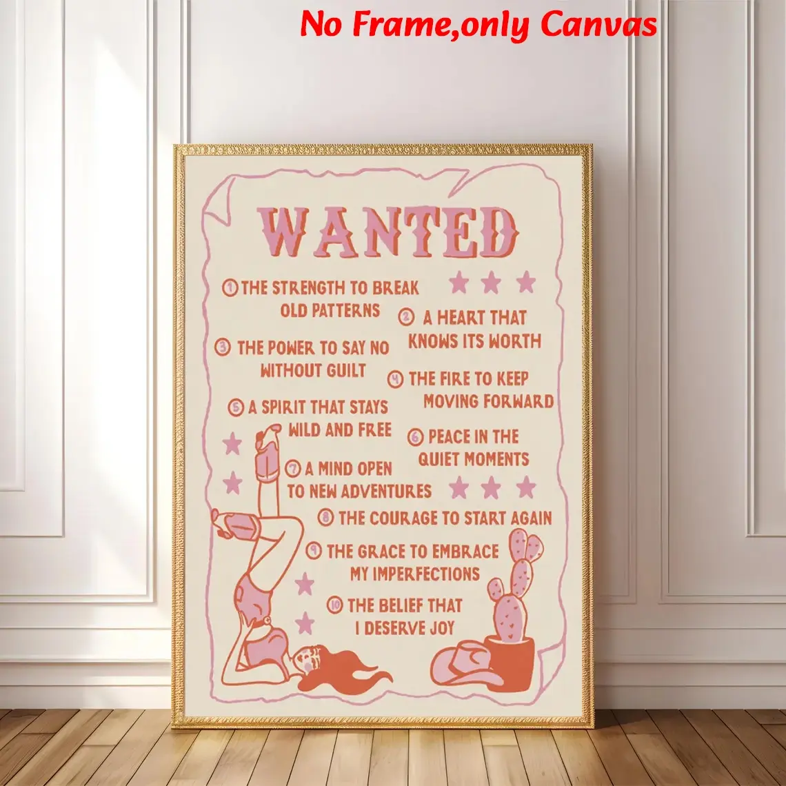 1 Pc, wall art, vintage poster, affirmation quote print, western cowgirl art canvas painting, living room aesthetic, bedroom decor, apartment decor, housewarming gift, unframed