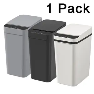 17L / 4.49 Gal Smart Trash Can, Triple-Mode Sensor Slim with Lid, Equipped with Motion Sensor for Wave/Foot/Knee Activation | One-Touch Constant Open | Odor-Proof Sealing | Suitable for Bathroom/Kitchen/Living Room/Office (Requires 2 AA Batteries)