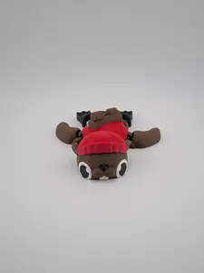 Flexi Beaver Turtle Lumberjack Charm in a 4" Fidget Friend with Big Expressive Eyes & Wood Saw Details for Nature Lovers