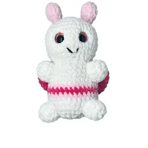 Crochet Love Bug - Adorable White Plush Toy with Pink Accents and Soft Texture for Kids