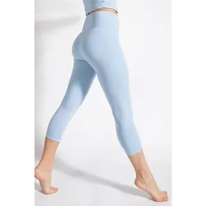 Sunday Morning Butter Soft Light Blue Capri Yoga Leggings