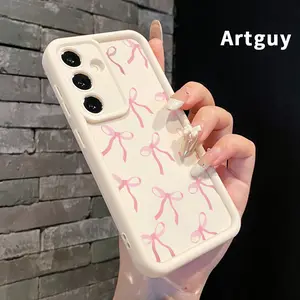Phone Case Compatible with Samsung Galaxy S24 ultra plus S25 S23 S22 Ultra Plus Pink Bow Delight Advanced fashion gift Shockproof Silicone TPU Bumper Drop Protection Soft Cover