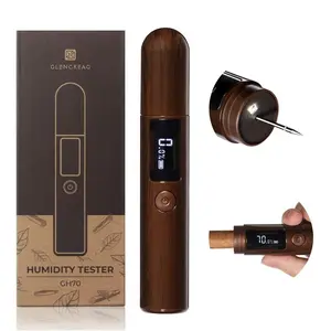 Single Probe Hygrometer, Rechargeable Digital Humidity Meter with LED Light, Precision Moisture Tester for Humidors, Ideal Gift for Collectors, Enthusiasts, or Men