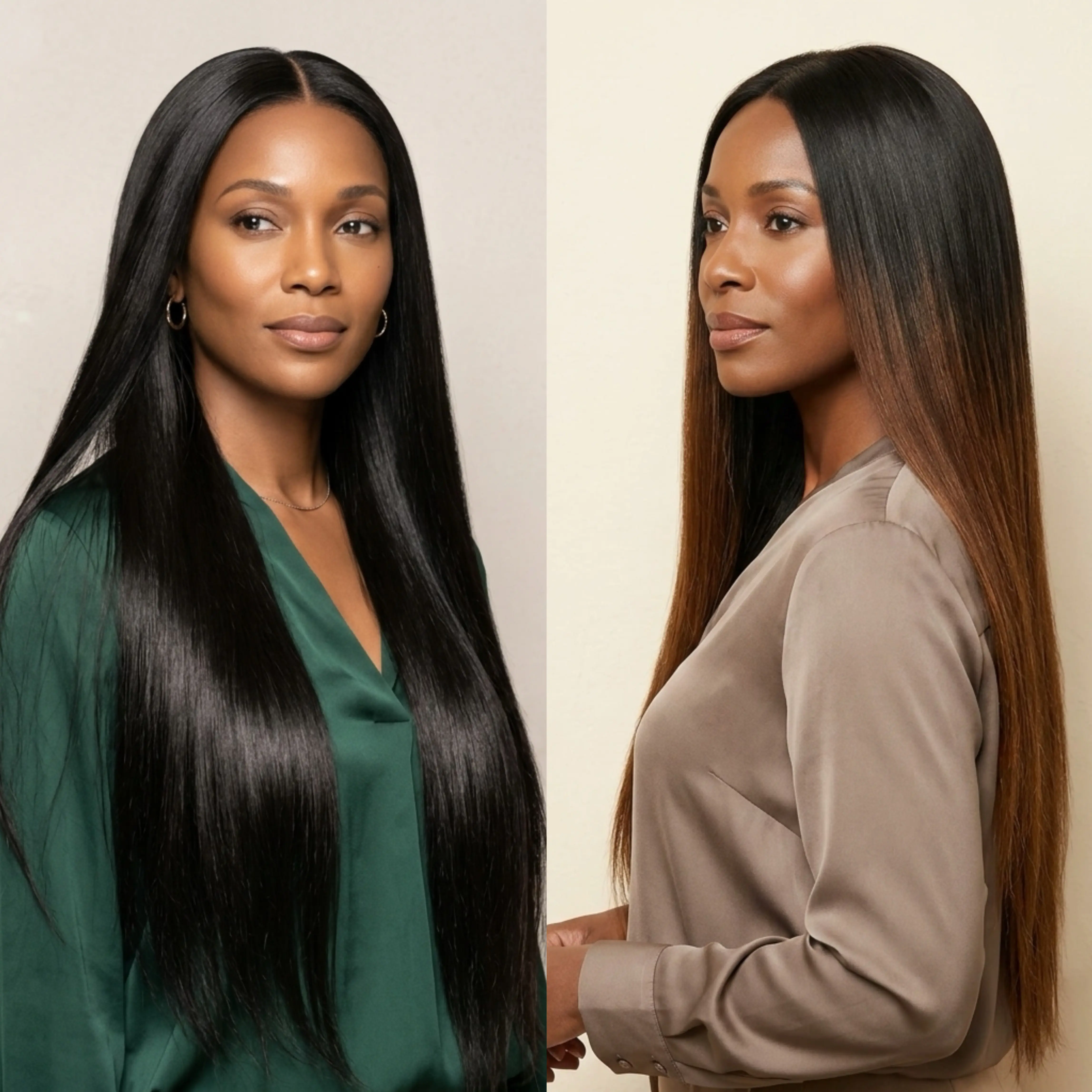 5x5 SDD Bone Straight Natural Black Color & Ombre Brown Color HD Lace Front Glueless 100% Raw Vietnamese Hair Wigs 200% Density Drawstring Cap or Normal Cap Available Super Double Drawn Human Hair Wig Can Be Curled