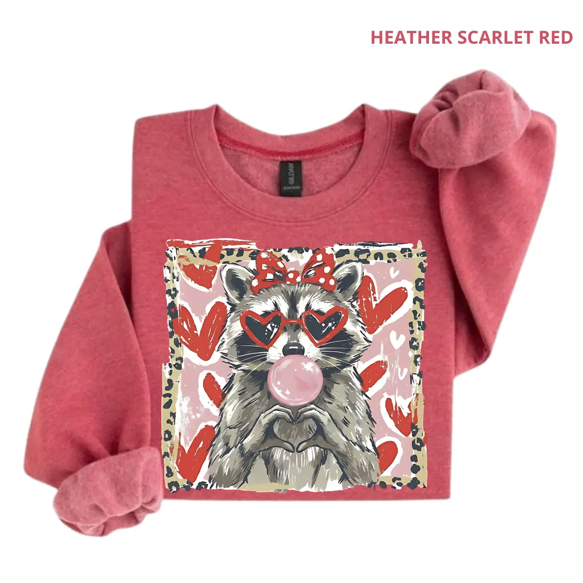 Leopard Valentine Raccoon Sweatshirt, Cute Raccoon Love Sweatshirt, Funny Romantic Quote Graphic, Trendy Animal Valentine Gift