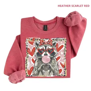 Leopard Valentine Raccoon Sweatshirt, Cute Raccoon Love Sweatshirt, Funny Romantic Quote Graphic, Trendy Animal Valentine Gift