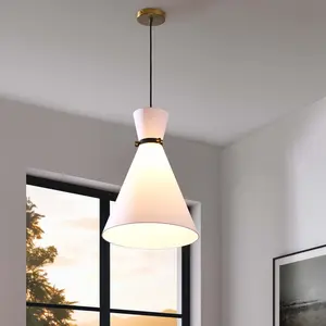 Modway Starlight 1-Light Pendant Light in White Satin Brass