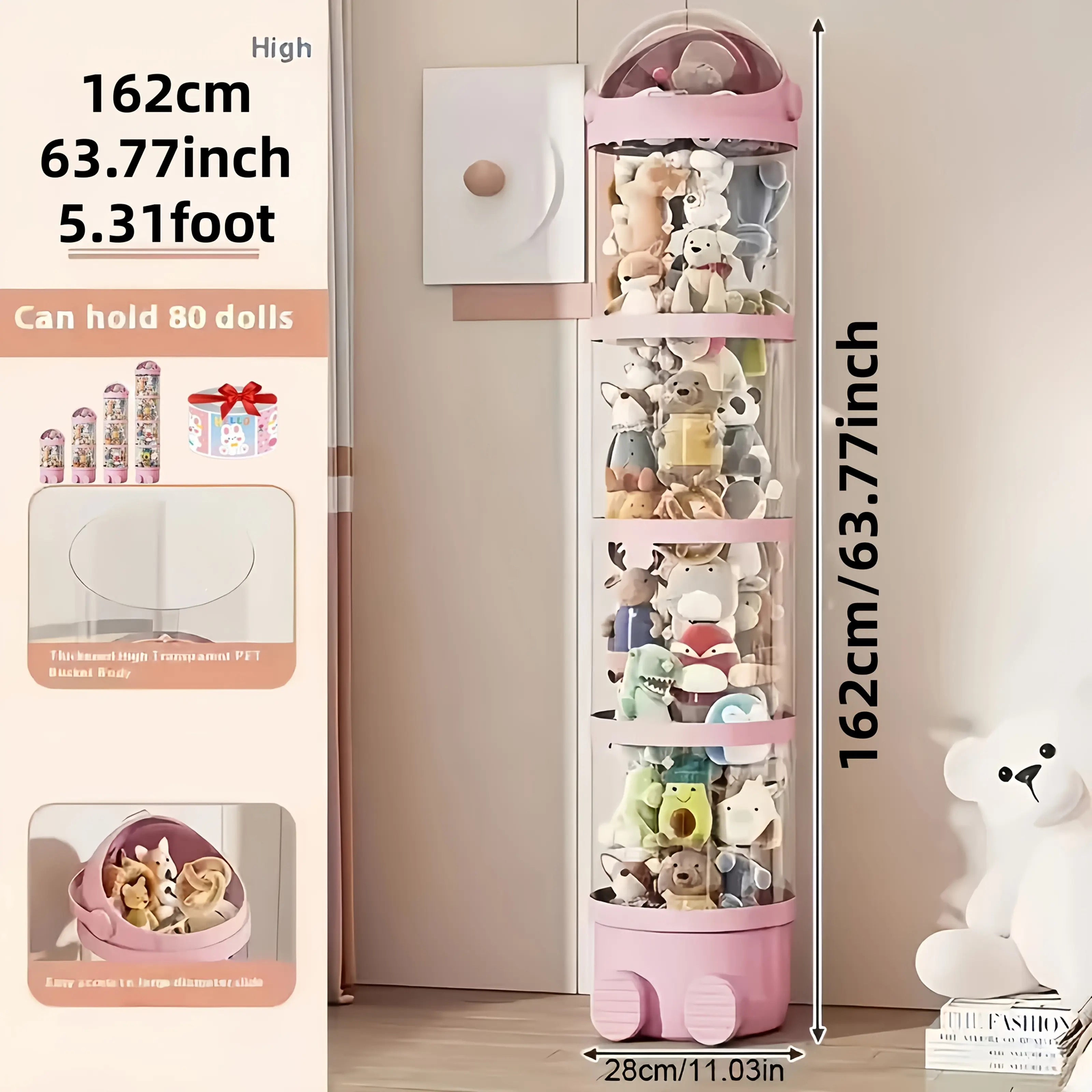 Four-Layer Transparent Large-Capacity Plastic Storage Bucket, Plush Zoo Animal House, High-Profile Transparent Storage Bucket, Keeps Animal Tidy, Suitable for Dollhouse Bedroom And Living Room Decor, Perfect Gift for Mother's Day