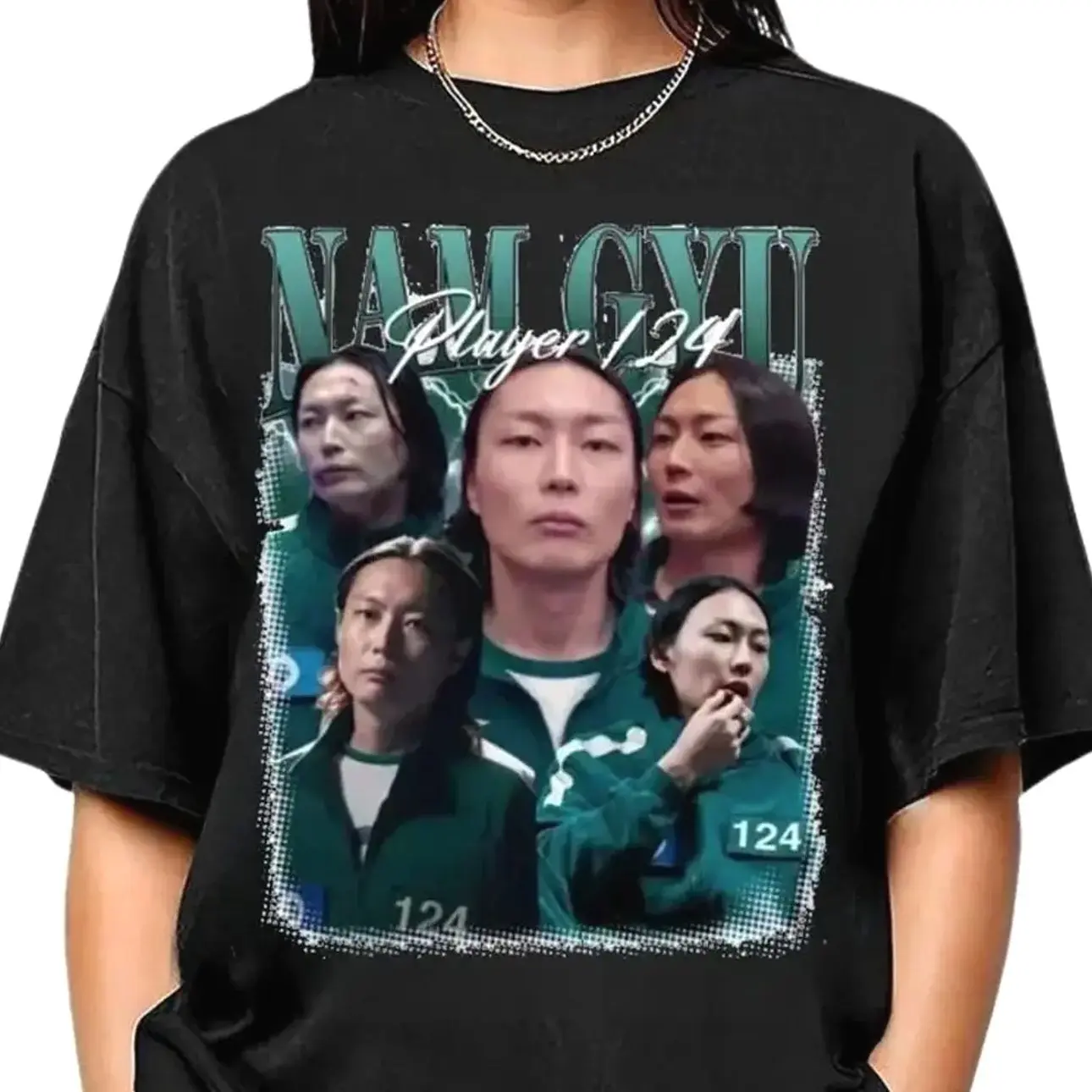 Nam Gyu Player 124 Bootleg Graphic T-Shirt – Squid Game 3 Inspired Tee, Vintage Cotton Top, Classic Summer Outfit, Unisex Movie Merch for Fans