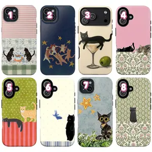 Vintage Cottage Kitten Phone Case, Stary Night | Garden Cat | Kitchen Kitty Case Cover Compatible With iPhone 16 15 14 13 12 11 Pro Max X XS