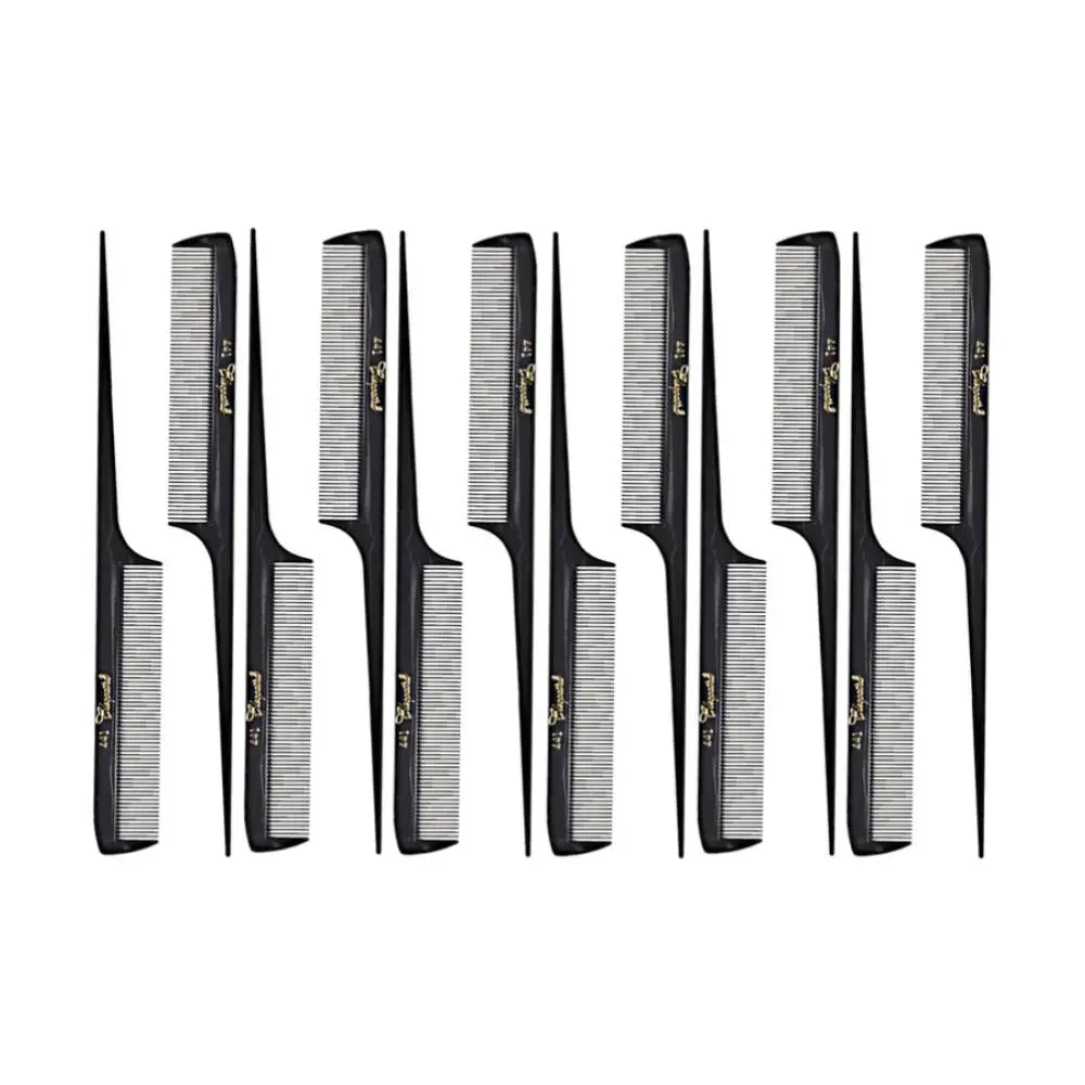 Krest Cleopatra Hair Styling Comb #441 - Black, Extra Fine-Tooth, Rat-Tail Design - 1 Dozen, Hair Styling Combs