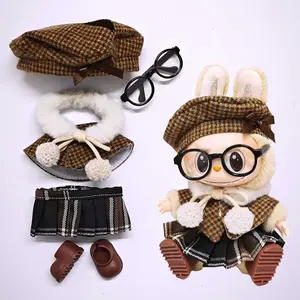 5PCS Clothes Set For Labubu Doll – Fashion Cape, Hat, Shoes, Dress & Glasses Accessories (Labubu Not Included)