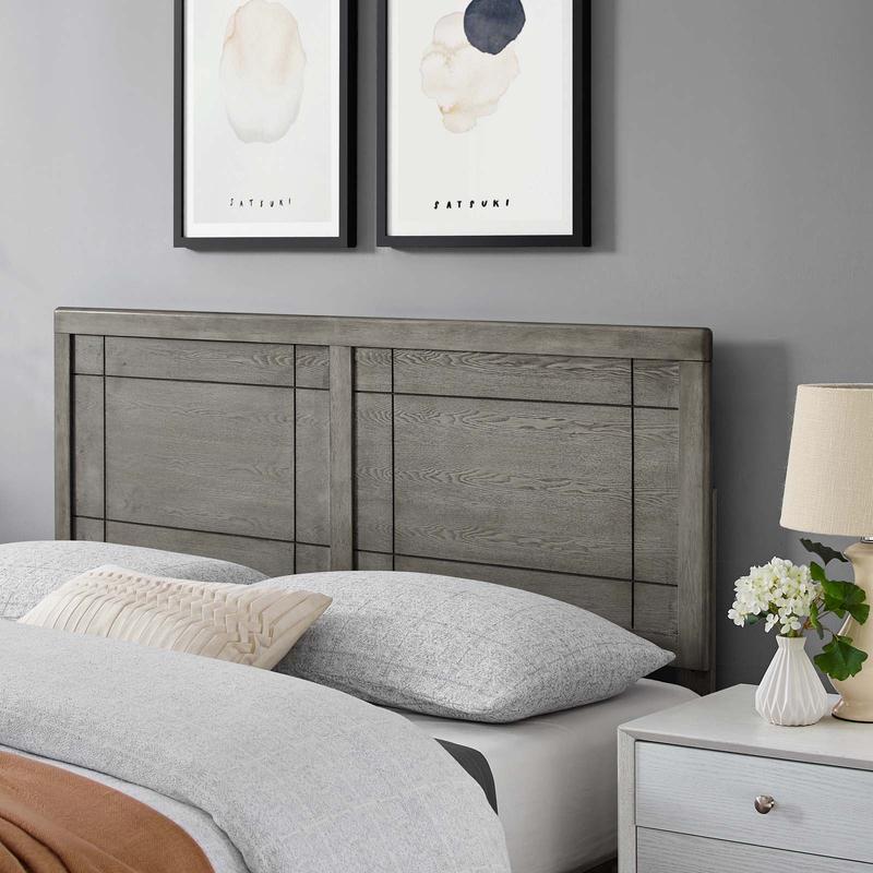 Modway Archie Full Wood Headboard in Gray