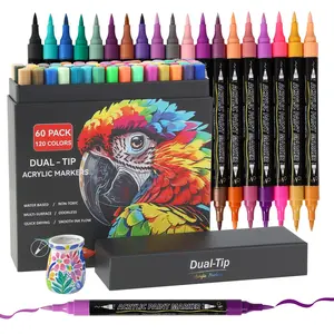 Acrylic Paint Markers Dual Tip Double Color Pens for Rock Art Wood Canvas Plastic Metal Stone DIY Crafts Diy Painting Supplies Teen Back to School Supplies