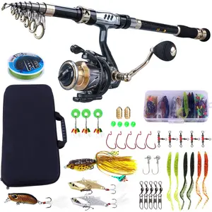 Telescopic Fishing Rod and Reel Combos Full Kit, Carbon Fiber Fishing Pole, 13 +1 Shielded Bearings Stainless Steel BB Spinning Reel with Suitcase Fishing Kit
