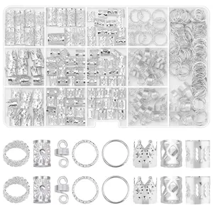 262 count  Hair  for Braids,  Dreadlock Beads Locs Accessories Hair Charms for Women (Sliver)
