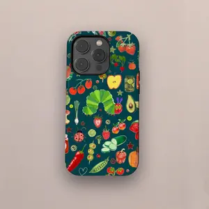Cute Caterpillar Fruit Phone Case, Whimsical Vegetable Illustration Case, iPhone 17 16 15 14 13 12 11 Pro Max, Samsung S26 S25 S24 S23 Ultra, lightweight, new fashion trend design