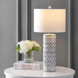 JONATHAN Y Loop Ceramic Modern Column LED Table Lamp , for bedroom, living room, foyer, hallways, dining room, dorms
