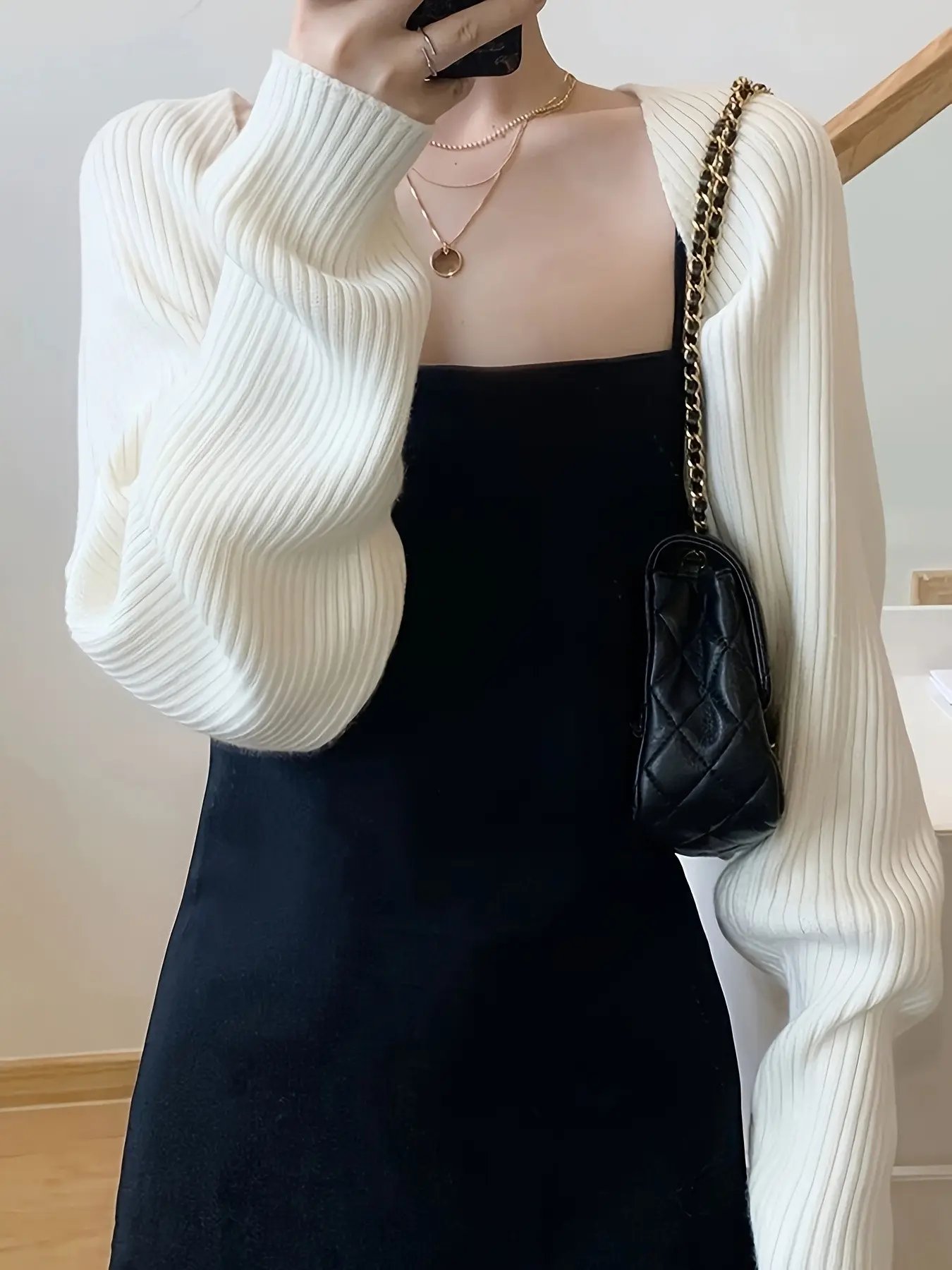 Women's Batwing Sleeve Open Front Cardigan, Long Sleeve Knit Top, Slim Fit, Solid Color, Elegant Layering Piece, Fall Winter Fashion