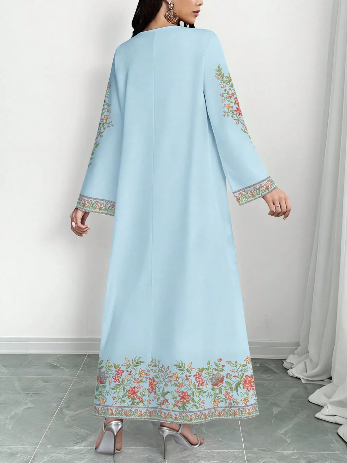 Elegant Muslim Long Dress for Women, Printed Abaya Robe, Floral Abaya, Formal Long Sleeve A-Line Dress, Stylish and Comfortable Islamic Fashion - TikTok Shop Elegant Muslim Long Dress for Women, Printed Abaya Robe, Floral Abaya, Formal Long Sleeve A-Line Dress, Stylish and Comfortable Islamic Fashion - TikTok Shop