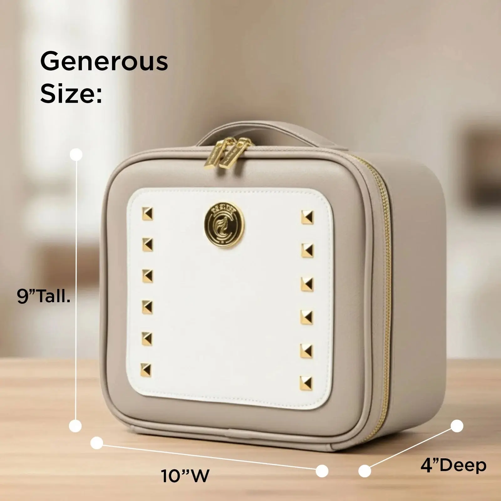 Lidded Cosmetic Organizer with Mirror - Durable, Lightweight, Compact, Collapsible, Water Resistant, Wipe-Clean Vanity Organization Solution with Custom Adjustable Divs, Dustproof Home/Travel Makeup Bags & Organizers Storage Box, Custom Compartments, On-T