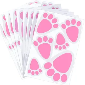 12 Sheet 72PCS Easter Bunny Feet Print Floor Clings Footprints Decals Stickers for Easter Home Party Decorations (Mixed Size)