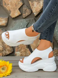 Women's Sporty Velcro Fastening Platform Sandals, Casual Outdoor Sandals Comfortable Breathable Non-slip Sandals for Tennis, Fashionable Shoes for Daily Wear