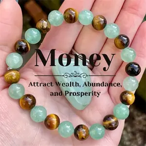 Money Bracelet Attract Wealth Abundance And Prosperity Healing Natural Crystal Stone Gemstone Gorgeous Energy Jewelry Souvenir Valentine Anniversary Love Girlfriend Boyfriend Christmas Halloween Birthday Gift New Year