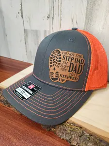 Step Dad Hat, Father That Stepped Up, Richardson 112 Trucker Mesh or Fitted Hat Statement Cap Premium Headwear