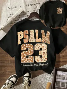 Viral Psalm 23 Floral Patchwork Christian T-Shirt | The Lord Is My Shepherd Faith Graphic Tee | Boho Western Vintage Aesthetic Casual Top | Religious Bible Verse Streetwear | Church Outfit for Women | Trendy Y2K Cozy Gift Tee