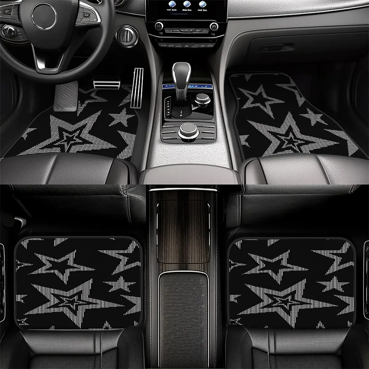 4-Piece Star Element Minimalist Car Mat Set, Universal Fit Car Floor Mats/Rear Cargo Liner, Full Coverage Car Interior Accessories, Automotive Floor Mats, Car Accessory