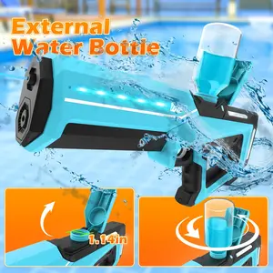 Electric Water Gun for Adults Kids,32ft Range,Battery-Powered Squirt Toy with Tank, LED Light,Automatic Water-Absorption,Summer Outdoor Beach Play,Pool Garden Fun for Kids Age 8 9 10