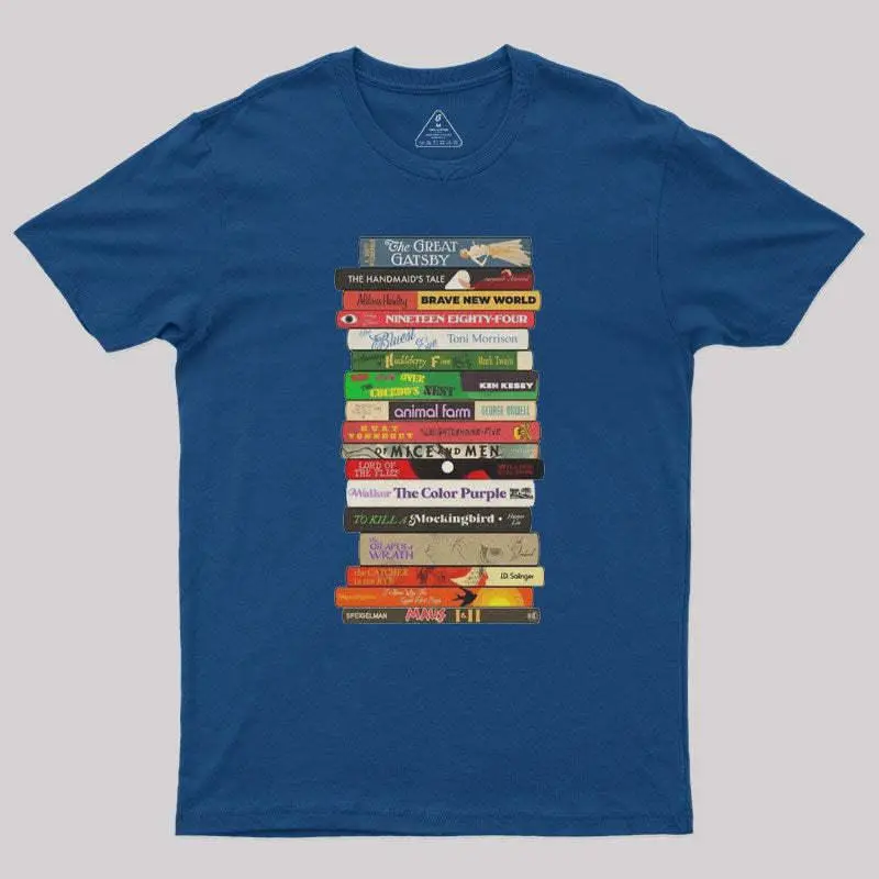 Classic Banned Books Stack Geek T-Shirt