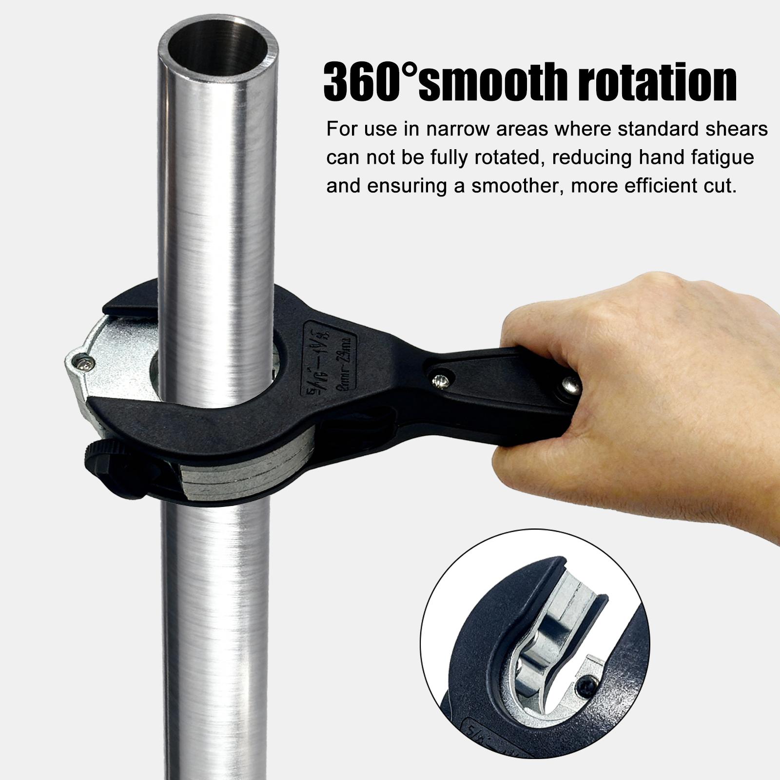 Ratchet-Type Pipe Cutter, One-Hand Fast Tubing Cutter for 5/16" to 1-1/8" Copper, Aluminum and Stainless Steel Pipe, Compact Plumbing Tool for Tight Spaces