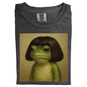 Comfort Colors Frog With Bob Haircut Shirt, Funny Frog Meme Graphic Tee, Vintage Art Style Toad Tee, Sad Aesthetic Frog Shirt, Retro Animal Humor Tee, Gift for Men, Gift for Women, Crew Neck T-shirt, Trending T-shirt