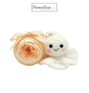 Preserved Real Rose Keychain Sunny Day Doll Crochet｜Preserved Flower Charm